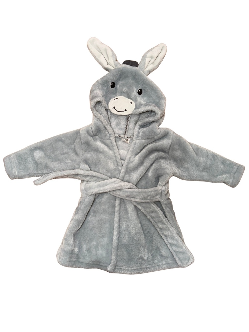 Kids Grey Donkey Hooded Bath Robe - Plush Cozy Pajama Cover-Up